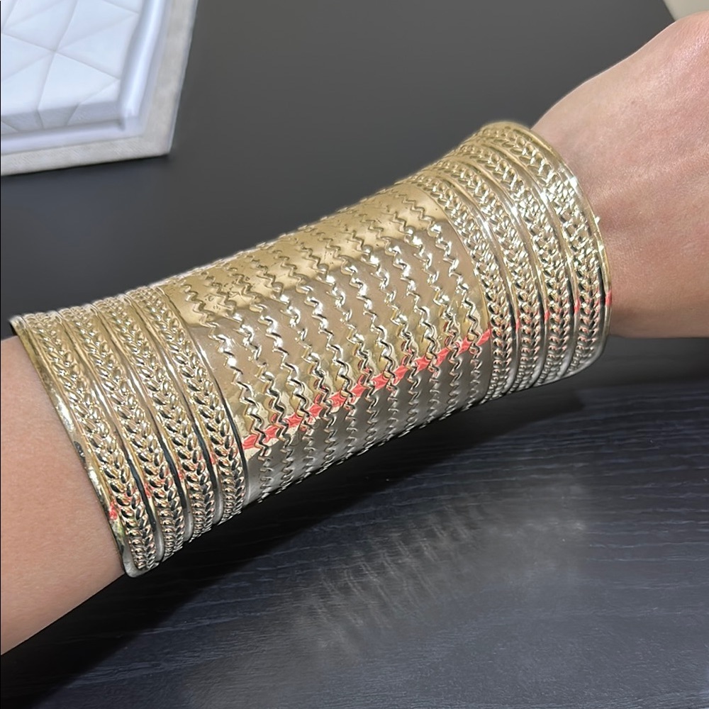 Luxurious Metallic Gold Cuff Bracelet